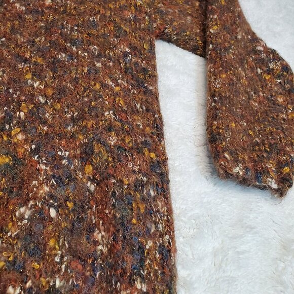 VTG Express Y2K Knit Brown Gold Metallic Chunky Mohair Turtleneck Long Sweater M - Picture 3 of 7
